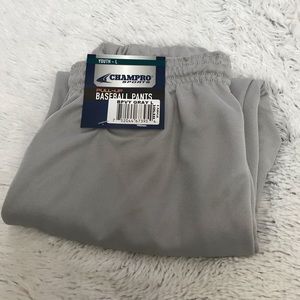 🔴NEW w/Tag-Youth Gray Pull Up Baseball Pants L